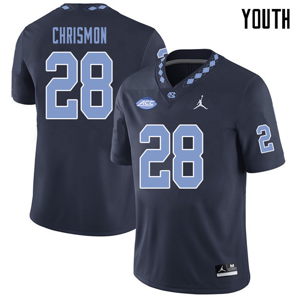 Jordan Brand Youth #28 Austin Chrismon North Carolina Tar Heels College Football Jerseys Sale-Navy
